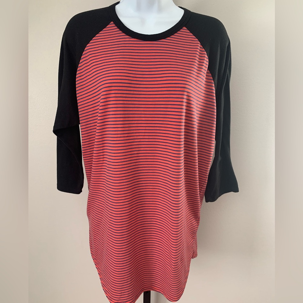 LuLa Roe Baseball Style Striped Tee